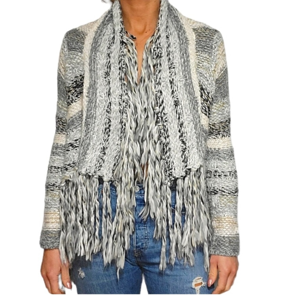 Bethany Mota | Long Fringe Open Front Cardigan